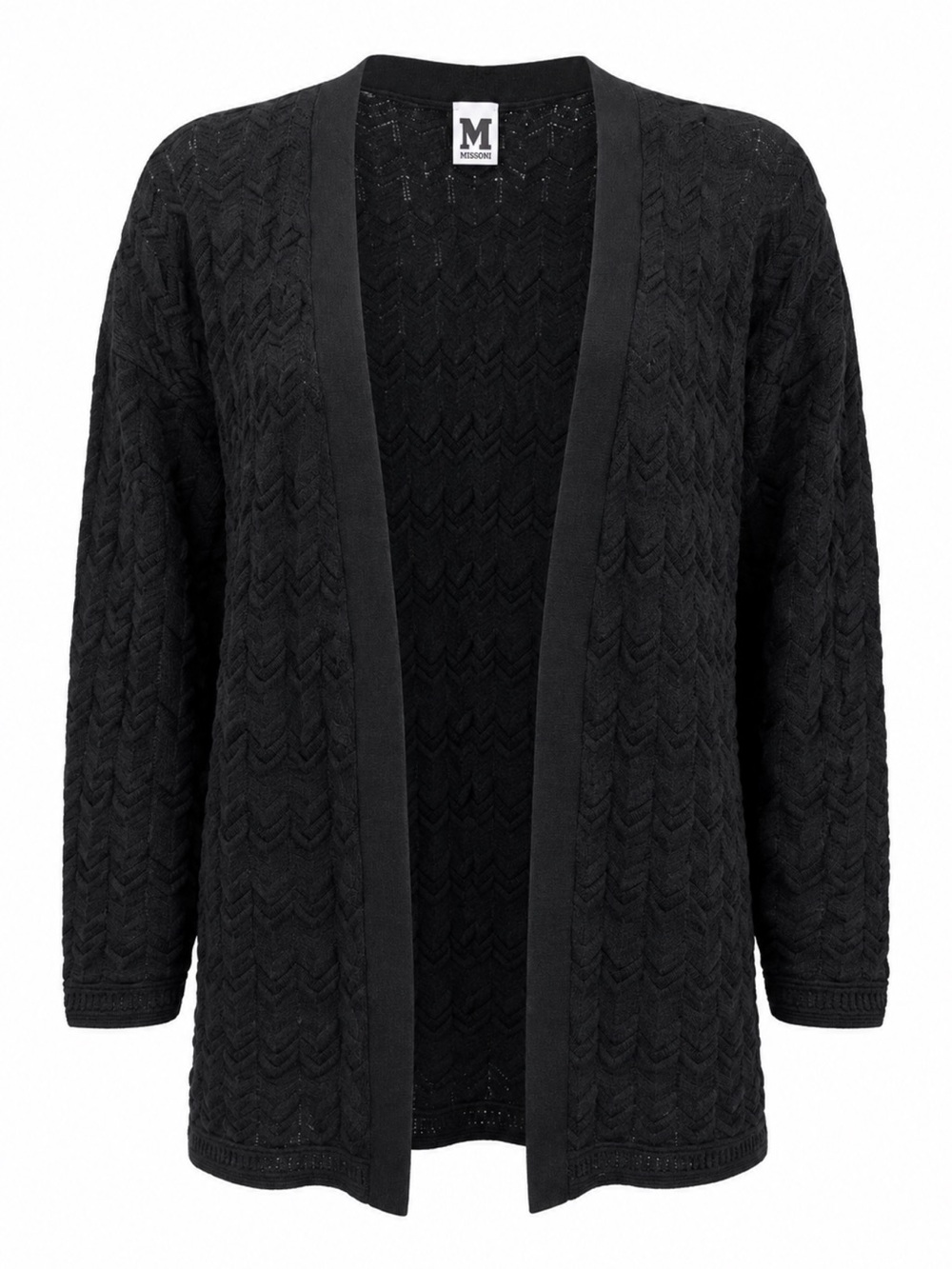 Missoni Wool Blend Black Zig Zag Cardigan Sweater 44 US 8 Quiet Luxury